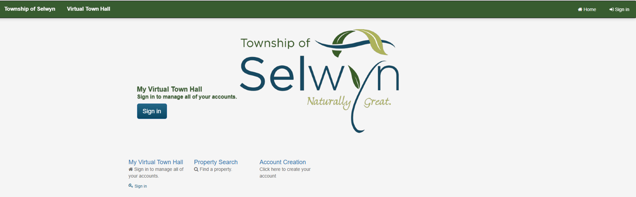 Image of the Virtual Town Hall home page