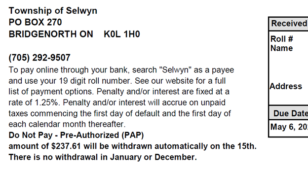 PAP amount example - tax notice PAP amount example - tax notice